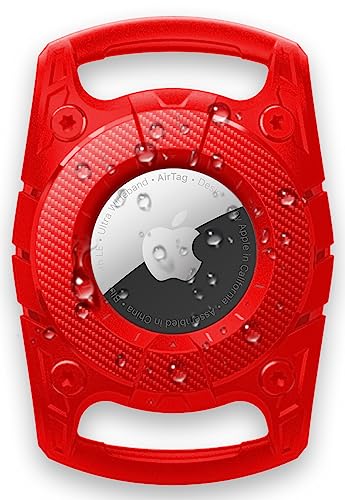 Compatible with Airtag Keyring Waterproof Pet Airtag Dog Collar Holder, Anti-Lost Shock Resistant for Air Tag Holder Hard TPU Airtag Dog Collar Case for Key,Backpack,Luggage,Cat,Dog GPS Tracker - color: Red