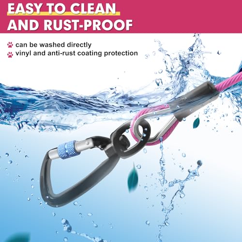 10FT Dog Tie Out Cable - 1000LBS Strength, Heavy Duty Yard Leads with Spring & Swivel Hook, Dog Line Tether for Small/Large Dogs - color: Pink Mauve, size: 10FT