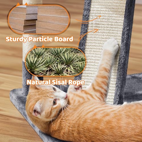 Yaheetech | 68.5in Cat Tree | for Large Cats | Multi-Level Cat Tower with 3 Wide Perches, Large Condo | Stable Pet Play House w/Sisal-Covered Scratching Posts & Board | Dark Gray - color: Dark Gray, size: 68.5in