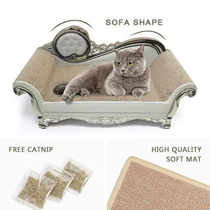 Cat Scratcher Sofa Bed - Corrugated Cardboard Scratching Pad, Luxury Cat Lounge Bed, Furniture Protecter with Textured Scratcher Mat - color: white