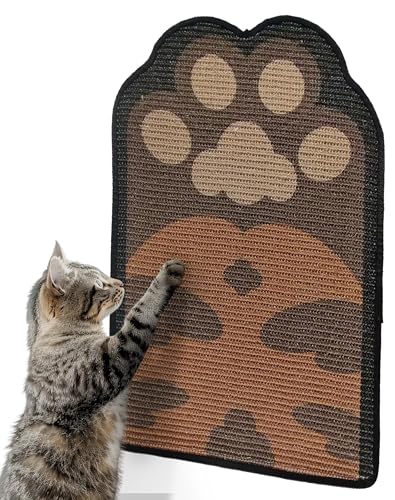 Lukamoo® Cat Scratching Pad, Wall Mounted Scratcher for Indoor Cats (Medium (24'' x 16'')) (Brown Tabby) - color: Brown Tabby