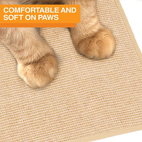 Neater Pets Jute Cat Litter Trapping Mat - Catches Spilled Litter Mess from Kitty Litter Box to Protect Floors, Soft on Cats Paws, Anti-Skid Backing, Easy to Clean, Beige, 24" x 36" - color: Beige