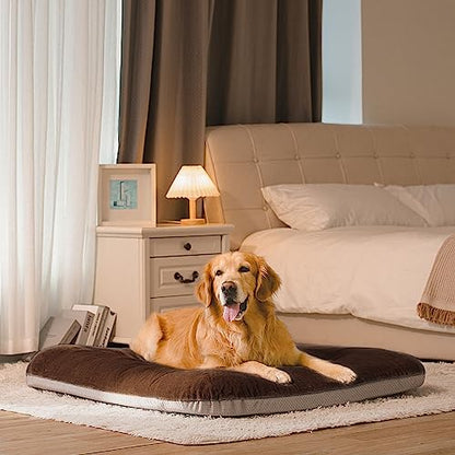 Super Soft Large Dog Bed Pad Mat Orthopedic Pet Beds 30 Inch Washable Anti Slip Dog Sleeping Mattress with Removable Cover, Dark Brown M - color: Dark Brown, size: 32.0"L x 24.0"W x 3.0"Th