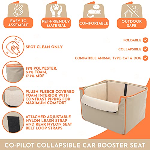 CO-PILOT Dog Car Seat, Foldable Dog Booster Seat for Small Dogs, Dog Car Harness
