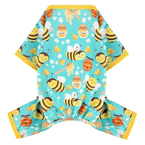 Dog Pajamas Pjs Spring Summer Dog Clothes for Small Dogs Girl Boy, Soft Stretchy Tiny Chihuahua Yorkie Puppy Clothes Doggie Onesies Cat Pet Jammies Outfit, Green Bee, XS - color: Green Bee, size: X-Small (Chest 11in )