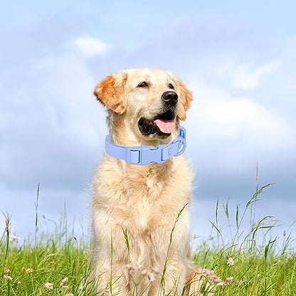 Waterproof Dog Collar Soft Rubber Dog Collar with Safety Buckle Adjustable Pet Collars for Small Medium Large Dogs - color: Lblue, size: S