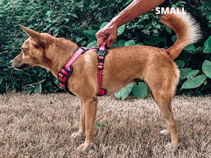 Tuff Pupper No Pull Easy Walk Dog Harness | Heavy Duty Pet Vest | Front & Back Leash Clips | Strong Safety Handle | Reflective Anti Pull Vest | Comfortable Padded Escape Proof Harness (Small, Pink) - color: Hot Pink, size: Small (Neck: 10-17" , Chest: 14-