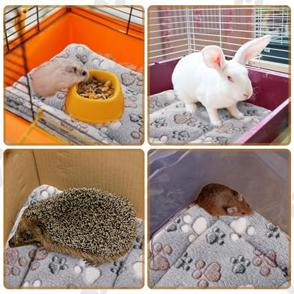 Tuanse 4 Pack Ultra Soft Dog Cat Bed Mat Small Animal Guinea Pig Bed with Cute Print Reversible Fleece Dog Crate Kennel Pad Cozy Washable Thickened Hamster Pet Beds Mat(13 x 10 Inches,Light Gray) - color: Light Gray, size: 13 x 10 Inches