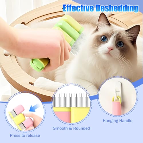9 PCS Pet Grooming Brush Set,Self Cleaning Pet Hair Removal Comb,Pet Hair Remover Gloves,Spray Bottle, Lice Flea Combs, Pet Grooming Supplies,Essential Bathing,Brushing & Shedding Tool for Cats & Dogs