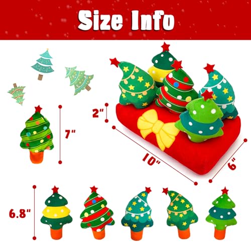 Christmas Hide and Seek Dog Toys, Squeaky Interactive Puzzle Dog Toys for Boredom and Stimulation, Dog Enrichment Toys for Small and Medium Dogs (Christmas Trees, Pack of 6) - style: O-Christmas Tree
