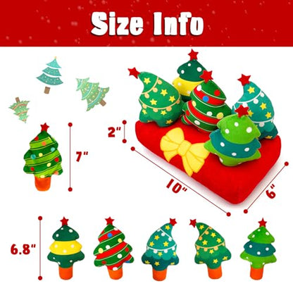 Christmas Hide and Seek Dog Toys, Squeaky Interactive Puzzle Dog Toys for Boredom and Stimulation, Dog Enrichment Toys for Small and Medium Dogs (Christmas Trees, Pack of 6) - style: O-Christmas Tree