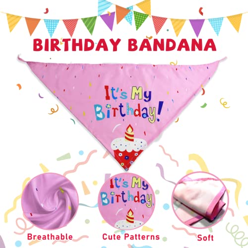 lilfrd Dog Birthday Toys Girl, Squeaky Plush Birthday Cake Hat Bandana, Birthday Gifts for Small & Medium Dog, 9 Pack Pink - style: Pink Birthday Pack