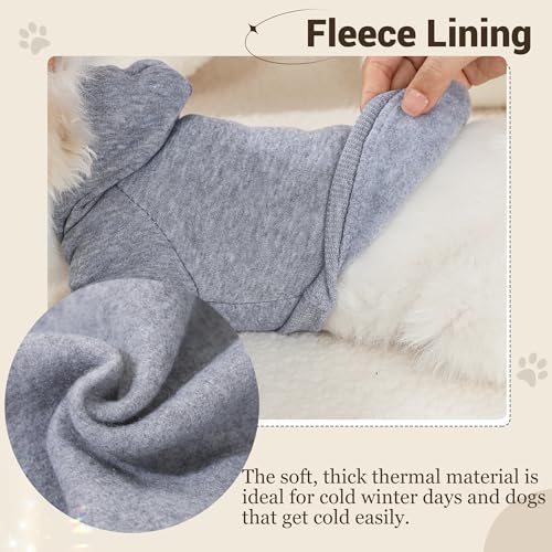 Pet Hoodie Dog Sweater for Small Dogs Girl Boy, Winter Puppy Sweatshirts with Pockets Hood, Warm Fleece Lined Dog Clothes Chihuahua Coat Clothing Puppy Cat Custume, Small - color: Coffee+Grey, size: Small