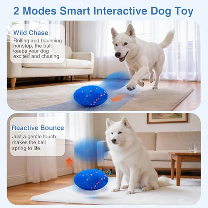 Interactive Dog Toy Balls, Pet Ball Toys Automatic Moving Bouncing and Rotating, Solid E-TPU Material, IPX7 Waterproof Active Rolling Balls for Small, Medium and Large Dogs(Vbleu) - color: Blue, size: Oval