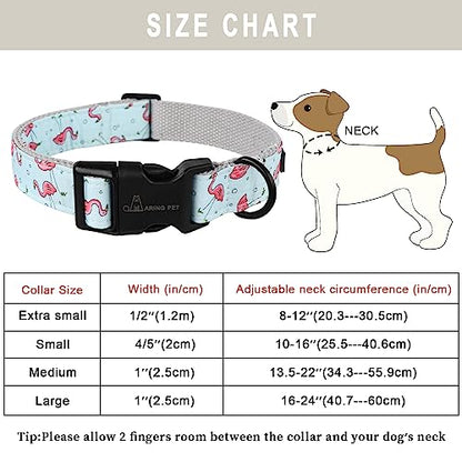 ARING PET Summer Dog Collar, Cute Flamingo Adjustable Lightweight Cotton Pet Collars for Small Medium Large Boy and Girl Dogs, X-Small - color: Flamingo, size: X-Small