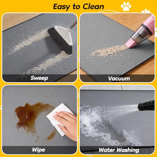 Extra Large Cat Litter Mat, 40" x 28" Cat Litter Box Mat, Silicone Litter Trapping Mat, Soft on Kitty Paws & Easy to Clean for Floor, Waterproof/Urineproof Litter Pad for Indoor Cats - size: 40" × 28"