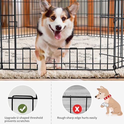 PETIME Foldable Metal Dog Exercise Pen/Pet Puppy Playpen Kennels Yard Fence Indoor/Outdoor 8 Panel 24" W x 30" H with Top Cover and Bottom Pad (Playpen+Bottom+Top Cover, 8 Panels 30" H) - size: 30''H