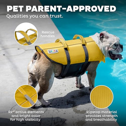 Outward Hound Granby Splash Yellow Dog Life Jacket, Medium - color: Yellow, size: Medium (Chest Girth: 21"-27")