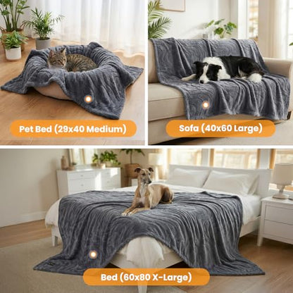 Waterproof Dog Blanket for Small Dog – Double Sided Washable Cat Puppy Blanket, Soft, Warm, Pet Throw Essentials, Grey M(40×28)"