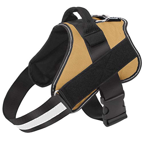 Dog Harness, No-Pull Reflective Dog Vest, Breathable Adjustable Pet Harness with Handle for Outdoor Walking - No More Pulling, Tugging or Choking (Army Yellow, L) - color: Army yellow, size: Large (Pack of 1)
