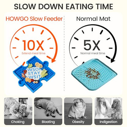 Puzzle Slow Feeder Lick Mat for Dogs, 38+ Suction Cups|Non-Slip Heavy Duty Maze Enrichment Bowl BPA-Free Silicone|Reduce Boredom Anxiety Free Combination (2PCs, Blue&Red) - color: 2 Blue Red