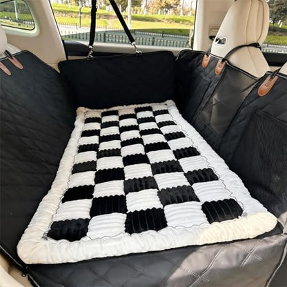 59"x27.6" Thickened Backseat Dog Bed Mat, Non-Slip Pet Car Seat Blanket with Laundry Bag, High-Resilience PP Cotton, Washable, for Backseat Extenders & Seat Covers, Black & White - color: Black&White