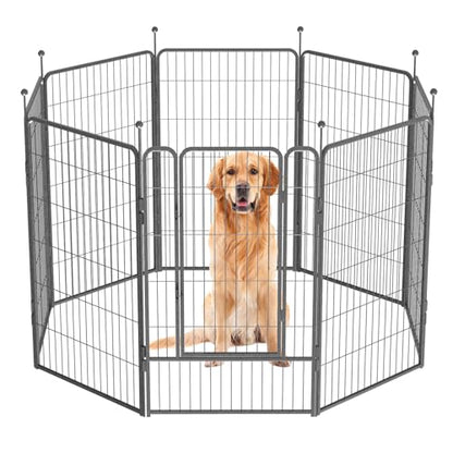 Dog Playpen,24/32/40 Inch Height in Heavy Duty,Folding Indoor Outdoor Dog Exercise Fence, Portable Pet Playpen with Door for Large Medium Dogs - Silver Gray (8 Panels, 45 inch) - style: 45 Inch