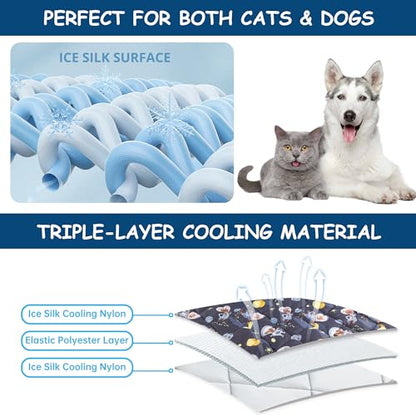 Paw Legend Cool Dog Mat for Dogs & Cats - Summertime Pet Cooling Mat & Blanket, Washable Fabric, X-Large - color: Cartoon, size: X-Large(55x80")