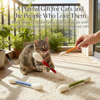 Cotton Swabs Cat with Catnip, Swabs Catnip Toys Set of 6 Soft Plush Kicker Toys, Sturdy Teething Chew Toy(Mixed) - color: Mixed