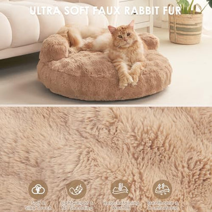 EHEYCIGA Dog Bed Medium Size Dog, Fluffy Small Dog Couch with Removable Washable Cover, Bolster Pet Sofa, Waterproof and Non-Slip, 30" x 30"x 8.5", Camel - color: Camel, size: 30"L x 30"W x 8.5"Th