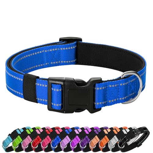 Reflective Dog Collar Padded with Soft Neoprene Breathable Quick Release Basic Dog Collars for Puppy Small Dogs Boy Girl Blue - color: Blue, size: S:width 5/8"neck 10.5-16"