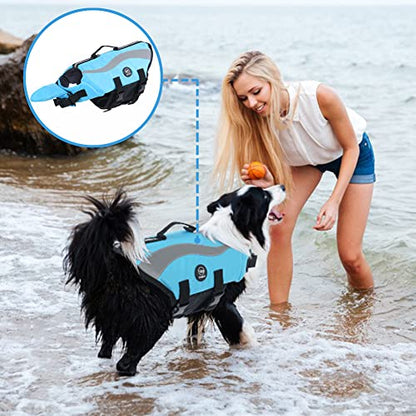 EMUST Dog Life Vests, Adjustable Life Jackets for Small Dogs with Enhanced Buoyancy, Small Dog Swim Vest with Durable Rescue Handle, Blue,XS - color: Blue, size: XS