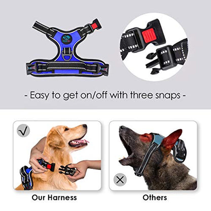 PHOEPET No Pull Dog Harness Medium Reflective Front Clip Vest with Handle,Adjustable 2 Metal Rings 3 Buckles,[Easy to Put on & Take Off](XS, Royal Blue) - color: Royal Blue, size: Extra Small