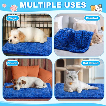 Riakrum 4 Pack Self Warming Cat Bed Mats Leopard Print Cat Dog Thermal Blanket Double Sided Self Heating Pet Pad with Storage Bags for Pet Winter Outdoor Indoor Supplies, Non Electric(XL) - size: XL