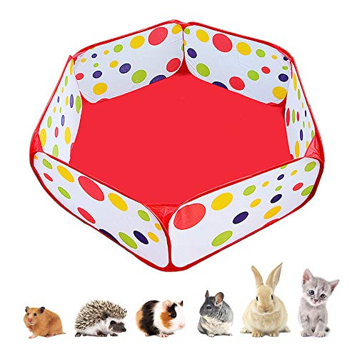 Amakunft Pop-Up Rabbit Playpen for Small Pets – Quick Open & Fold-Flat Hamster Play Pen · Indoor & Outdoor Playpen Bunny Pen with Travel-Friendly for Gunea Pig, Hedgehog, Bearded Dragon - color: Red, size: L 4.59ft x 18.9in