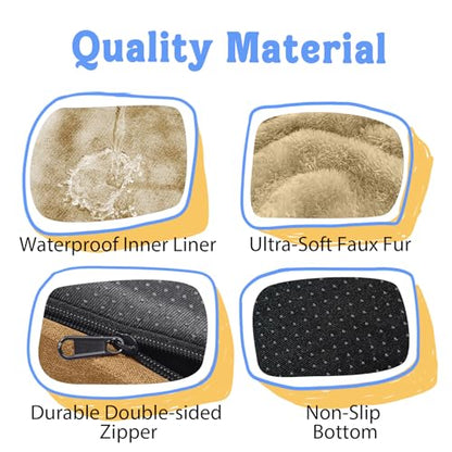 Washable Orthopedic Large Dog Bed - Big Dog Beds with Removable Waterproof Cover and Non-Slip Bottom XL Large Pet Bed with Bolster Extra Large Dogs Bed - color: Brown, size: Large (36"L x 27"W x 7"Th)
