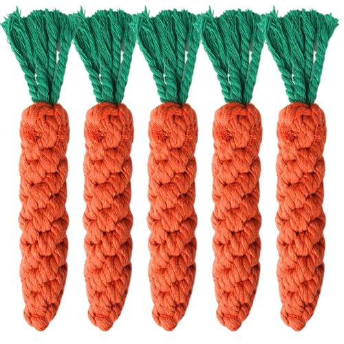 2ME 5 PCS Carrot Dog Rope Toys for Dogs, Durable Chew Toys for Aggressive Chewers, Entertainment & Interaction, Teeth Cleaning and Chewing, All-Cotton - size: 5-Pack