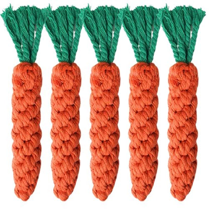 2ME 5 PCS Carrot Dog Rope Toys for Dogs, Durable Chew Toys for Aggressive Chewers, Entertainment & Interaction, Teeth Cleaning and Chewing, All-Cotton - size: 5-Pack