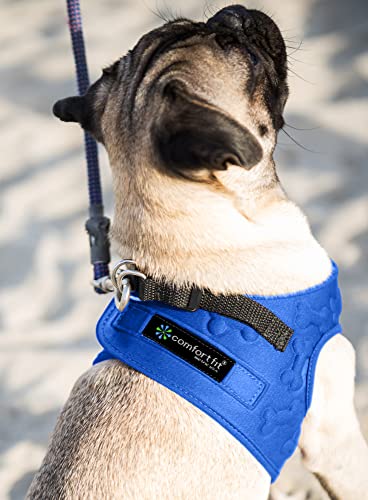 Comfort fit All Weather Step-in Dog Harness - Adjustable Small Dog Harness Medium Sized Dogs - Soft Padded Easy Walk Dog Vest Harnesses - color: Blue, size: S (Chest 12" - 15.5")