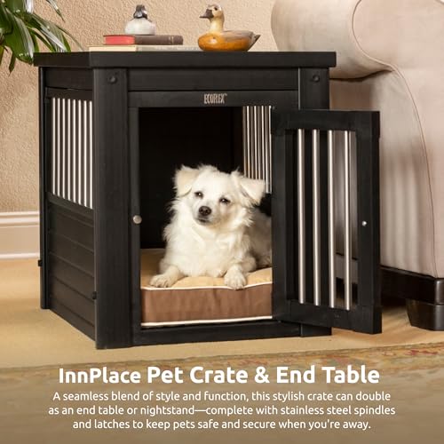 New Age Pet ecoFlex Pet Crate/End Table, Espresso, Small - color: Black, size: 23.8"L x 18.2"W x 22.2"H