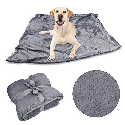Dog Blankets for Large Dogs, Super Soft Warm Sherpa Fleece Plush Doggie Blankets and Throws for Small Medium Puppy Doggy Pet Cats，50x60 inches - color: Grey & Grey