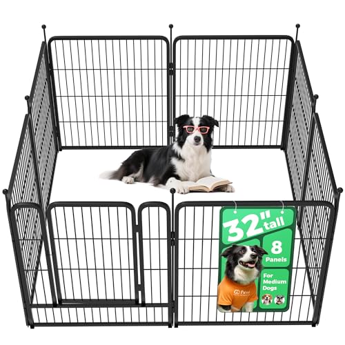 FXW Rollick Unleashed Dog Playpen for Indoor, Yard, RV Camping, 32 inch 8 Panels for Small and Medium Dogs│Patented - color: Black, size: 32"H