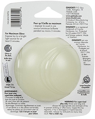 Chuckit! Max Glow Ball Large Ball - 3" Diameter (1 Pack) - Pack of 3