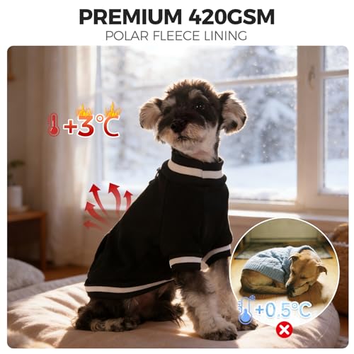 BINGPET Small Dog Sweater Pullover Fleece Vest with Leash Hole & D-Ring,Cotton Dog Hoodie for Small Medium Large Dogs Puppy Boys Girls,Thick Soft Fleece Winter Dog Clothes Cold Weather Sweatshirt Coat - color: Black, size: XS(Chest: 15",Neck: 10",Back: 10