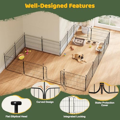 Yaheetech Dog Playpen for Puppy/Small Dogs, Foldable Pet Pen Expandable Fence with Door for Indoor/Outdoor Use, 20 Inch 8 Panels, Black - size: 20 inch