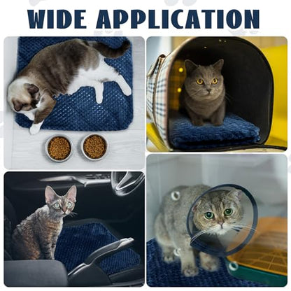 Drydiet 4 Pcs Self Heating Cat Pad Self Warming Cat Bed Dog Heating Pad Washable Thermal Pet Mat for Indoor Outdoor Pet 16 x 20 Inch Removable Non Slip(Navy Blue) - color: Navy Blue
