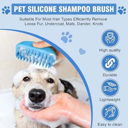 Dog Shampoo Brush & Dog Shower Brush, Upgraded Pet Grooming Bath Brush with Soft Silicone Bristles, Adjustable Handle Massage Comb for Long & Short Hair Dogs and Cats - color: Pet Silicone Shampoo Brush 2