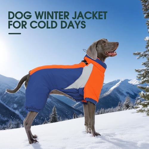 Kuoser Fullbody Dog Coat - Medium Dogs, Warm Winter Coat with Harness, Reflective, Blue L - color: Blue, size: L (PRIORITIZE BACK LENGTH: 16.9'')