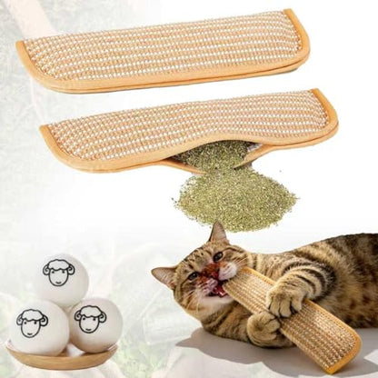 Catnip Chew Toy, Cat Toys Pack of 5 with 3 Lamb-Scented Wool Balls, Interactive Catnip Chew Toy, Soft Sisal Material, 6000mg of Catnip, Suitable for Indoor Scratching, Chewing, and Teething