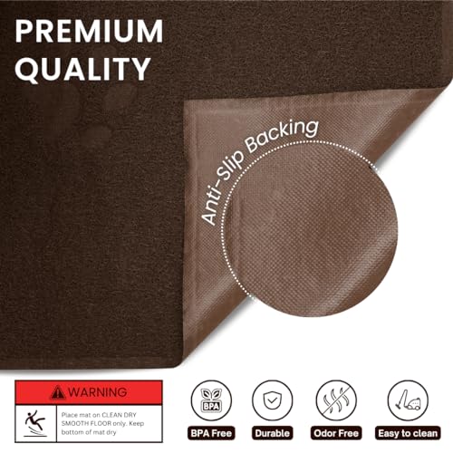 Andalus Small Cat Litter Mat, Pack of 2 - Waterproof, Non-Slip & Easy to Clean Cat Litter Box Mat for Extra Efficient Pet Litter-Trapping, Brown (15.75” X 11.75”) - color: Brown